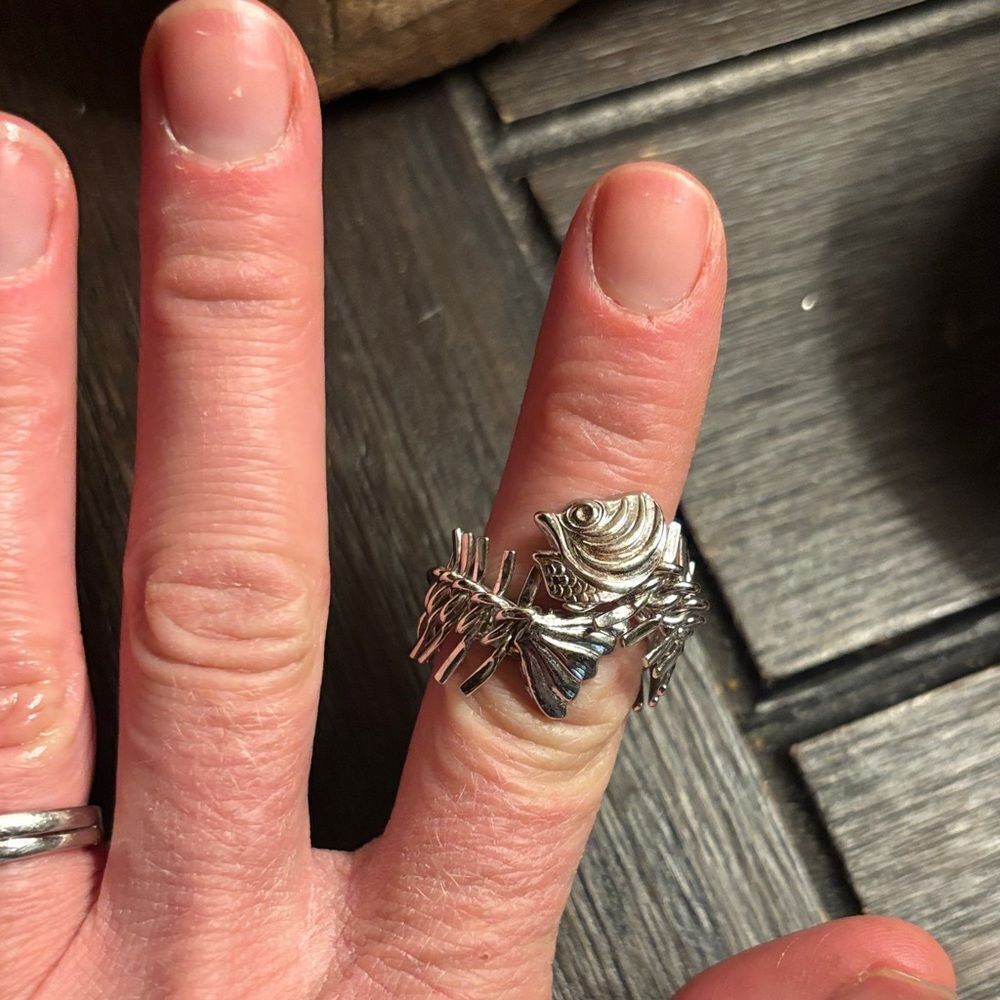 Silver Fish Skeleton Ring